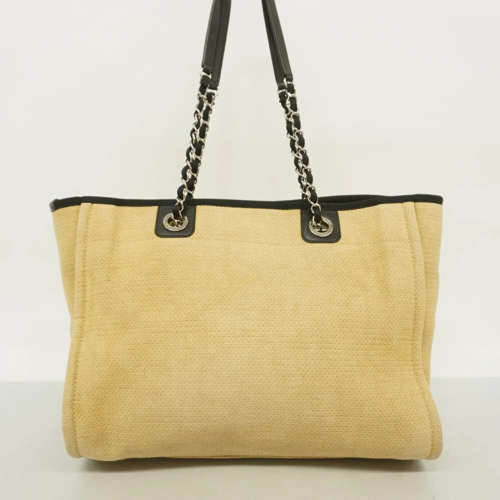CHANEL Cream Canvas Deauville Tote Bag - Picture 9 of 9